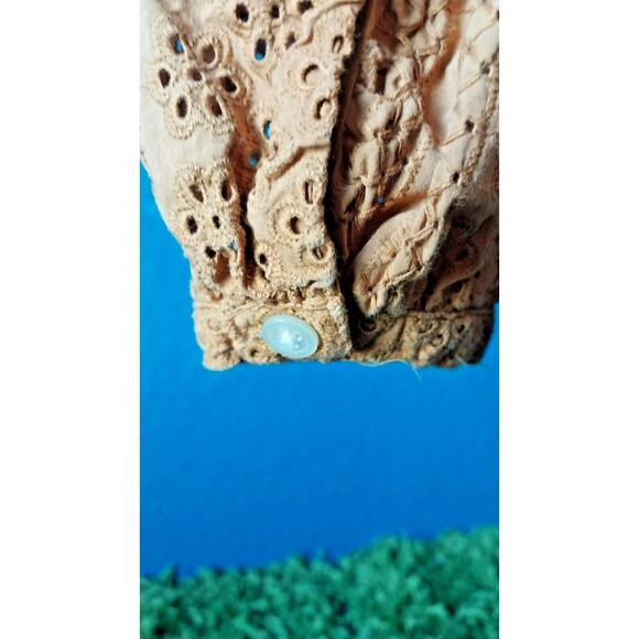 Madewell Fall Pumpkin Brown Eyelet 100% Cotton Blouse Top Small - Picture 2 of 10